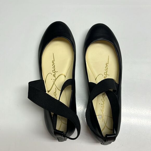 Jessica Simpson Black Criss Cross Ankle Ballet Rounded Toe Flats- 6.5M - Picture 2 of 12